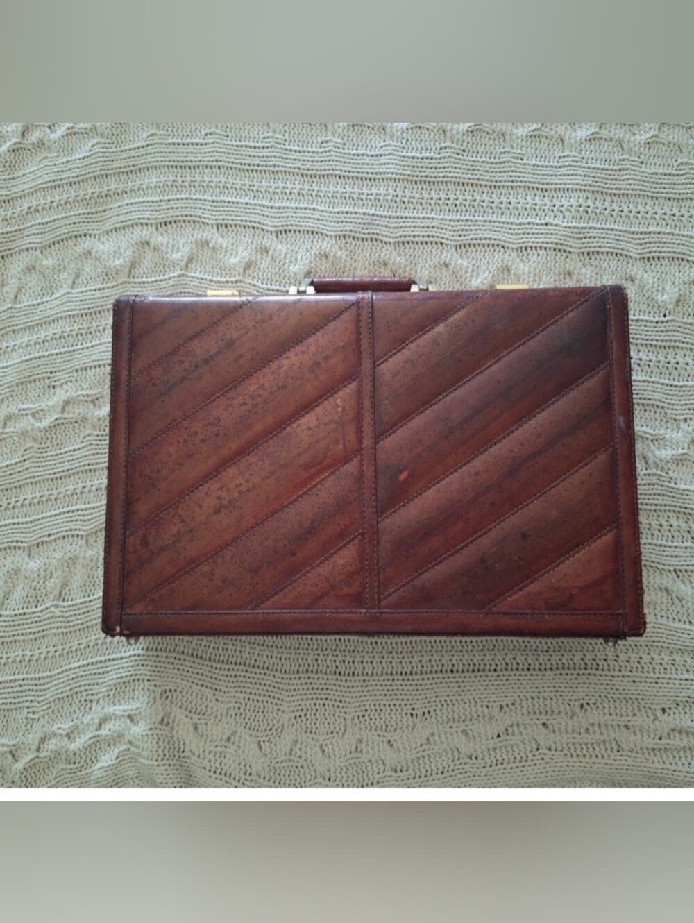Vintage Presto Eel Skin Leather Maroon Burgundy Red Attache Briefcase